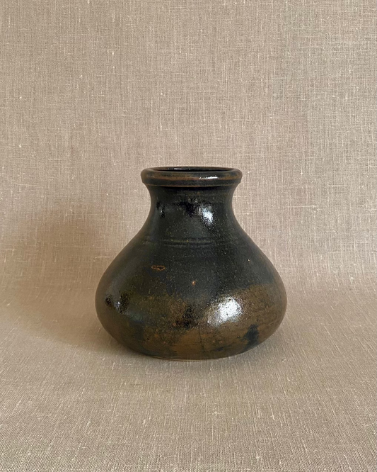 BLACK AND BROWN GLAZED VASE